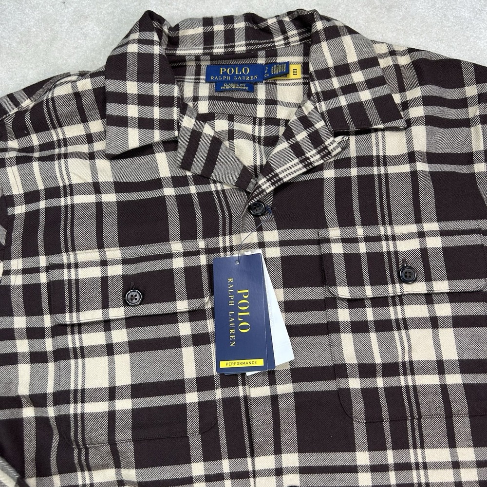Polo Ralph Lauren Button Up Overshirt Mens S Brushed Twill Camp Loop Performance